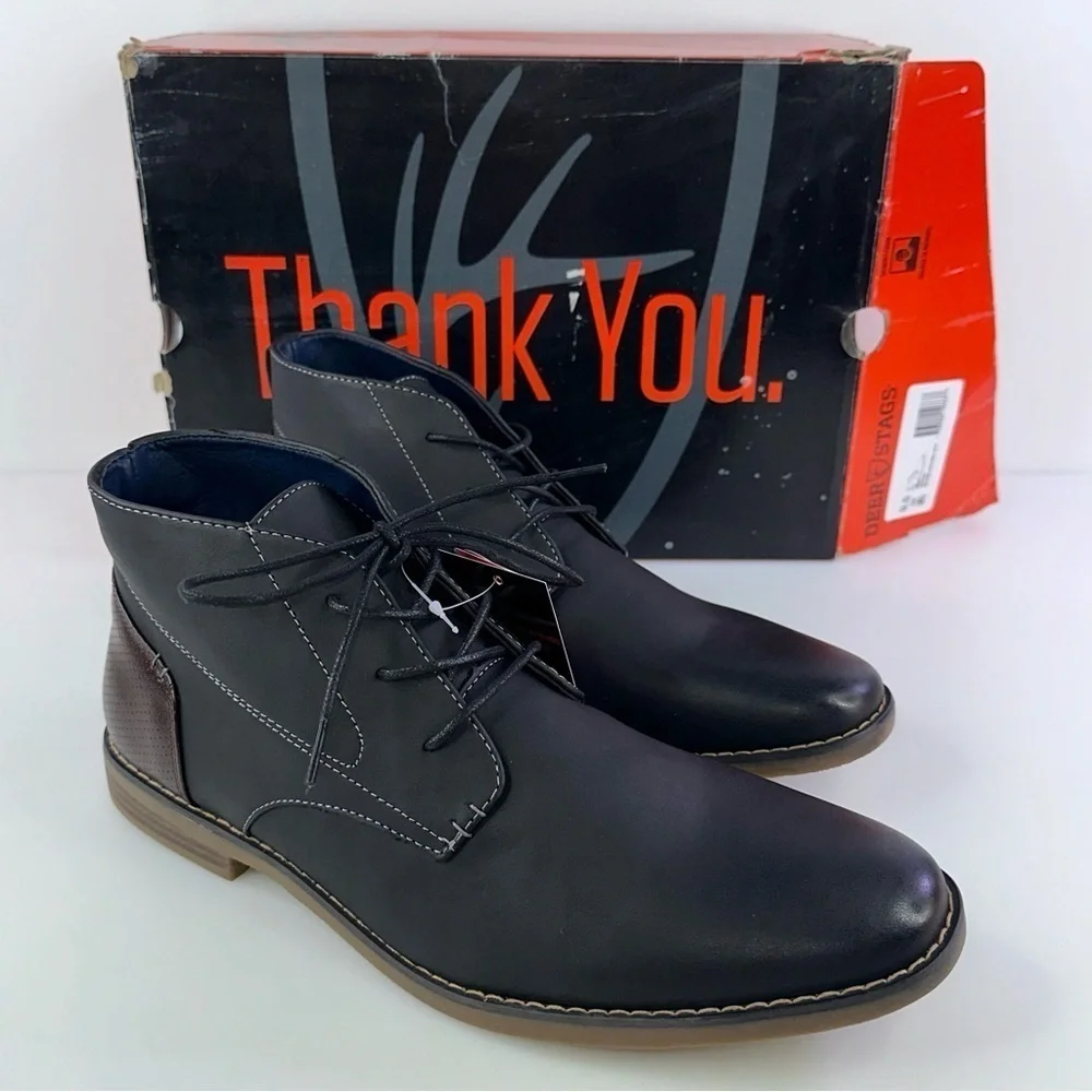 Deer Stags Mark Black/brown Olive Mens US Size 9.5 Chuka Boots